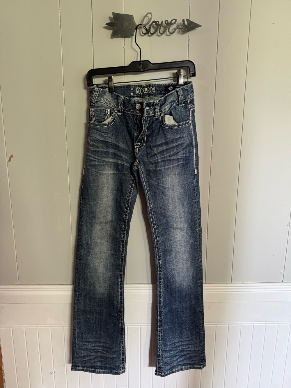 Rock & Roll Cowgirl Dark Blue Faded Bootcut Jeans